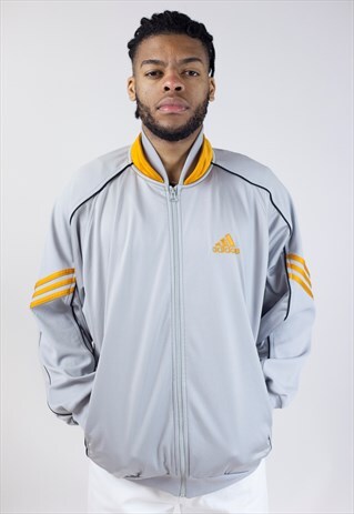 VINTAGE ADIDAS GREY/ORANGE ZIP UP 90'S JACKET