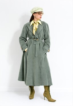 Vintage green autumn trench coat belted size XXL