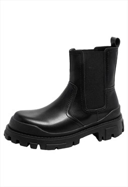 Utility boots chunky sole tractor shoes punk trainers black