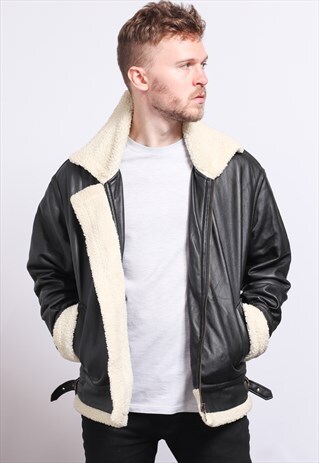 VINTAGE FAUX LEATHER AVIATOR JACKET