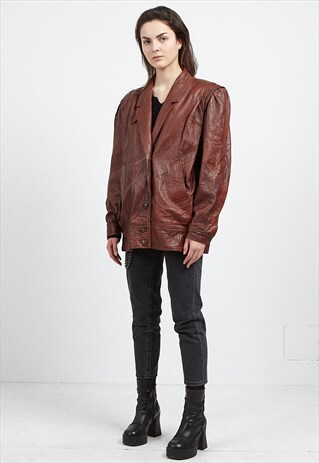 VINTAGE BURGUNDY BENNY SHOP LEATHER JACKET
