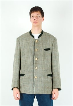 Trachten UK 46 US Blazer Linen Jacket Coat Suit Tweed Check