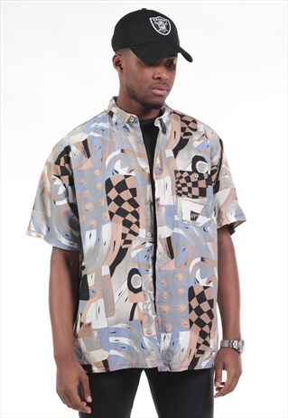 VINTAGE ABSTRACT CRAZY PRINT SHIRT
