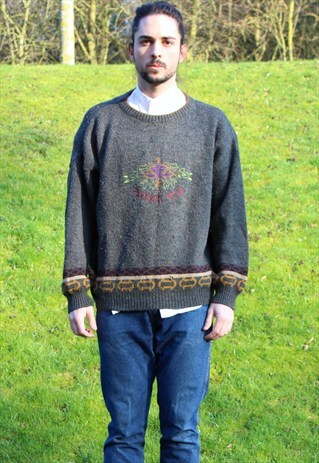 VINTAGE 80S KNIT JUMPER - MEDIUM - RETRO STITCHED