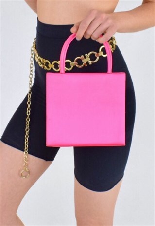 HOT PINK VINTAGE 90S SATIN MINI HANDBAG PROM