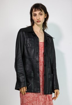 Vintage Leather Jacket in Black Small 