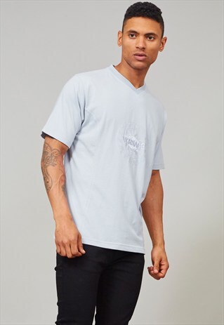 VINTAGE 90'S PASTEL BLUE VERSACE T-SHIRT