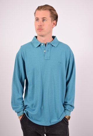 VINTAGE FILA POLO SHIRT LONG SLEEVE BLUE