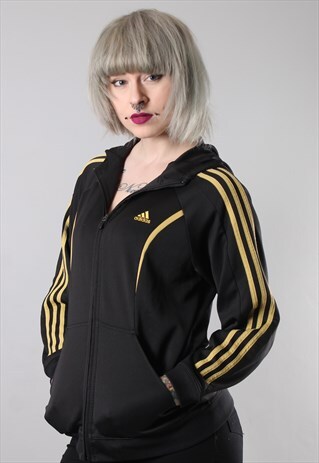VINTAGE ADIDAS HOODED TRACK JACKET SMALL