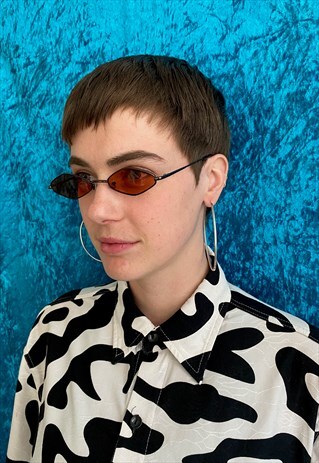 90'S STYLE SMALL DIAMOND SUNGLASSES - SEPIA