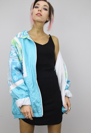 VINTAGE 80S/90S OVERSIZED COLOURFUL SHELL WINDBREAKER JACKET