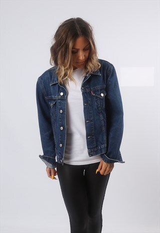 DENIM JACKET HIGHLANDS FITTED VINTAGE UK 12 (G2R)