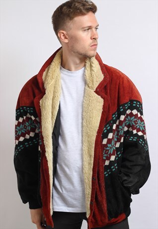 VINTAGE AZTEC FLEECE LINED FESTIVAL JACKET