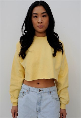 RE-WORKED VINTAGE YELLOW CROP TOP