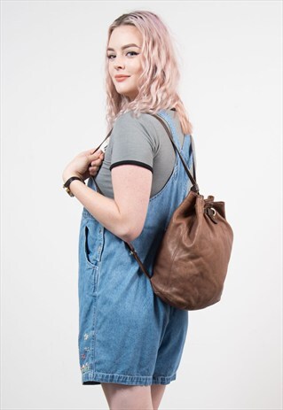 90'S LEATHER DRAWSTRING RUCKSACK BACKPACK