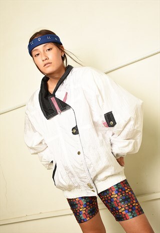 80'S RETRO ATHLESURE SHELL SPORTS BOMBER JACKET