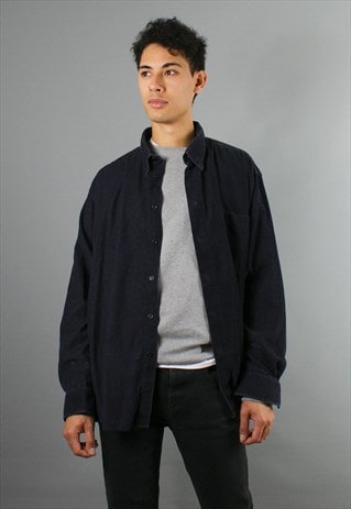 VINTAGE CORDUROY SHIRT, BLACK, XL