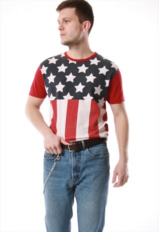90S VINTAGE LEVIS USA FLAG RARE OLDSCHOOL T-SHIRT 13659