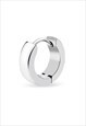 SILVER ROUND EDGE POLISHED STEEL HOOP EARRING