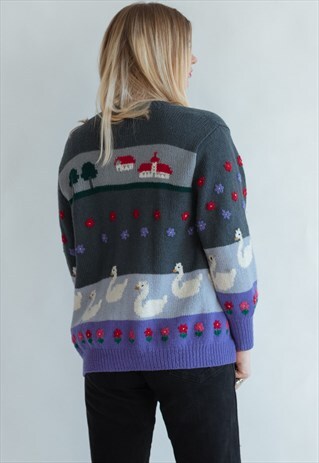 VINTAGE 80S FUNKY CARDIGAN WITH CUTE PATTERN