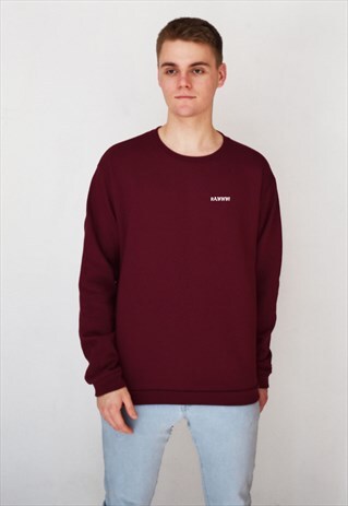 BURGUNDY RAWWW (WHITE) SWEATSHIRT