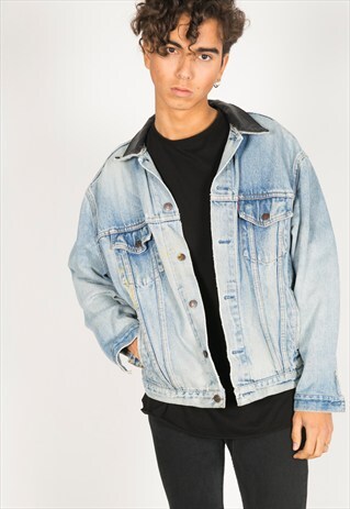 VINTAGE 80S LEVI'S CONTRAST COLLAR DENIM JACKET / R1037