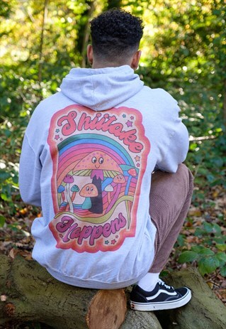 SHIITAKE HAPPENS MEN'S SLOGAN HOODIE