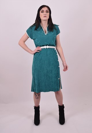 VINTAGE 70'S GREEN SUMMER DRESS SIZE 10 TO 12