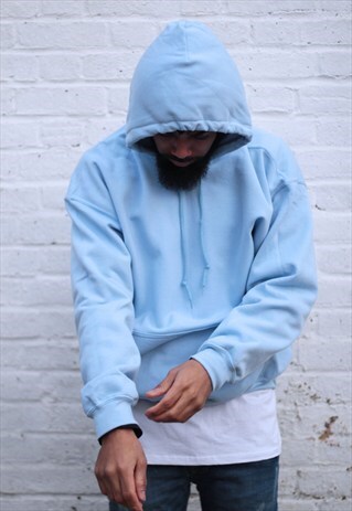 PLAIN RETRO FIT BABY BLUE HOODIE
