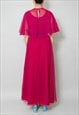 70'S VINTAGE PINK SHEER EVENING LADIES CAPED MAXI DRESS