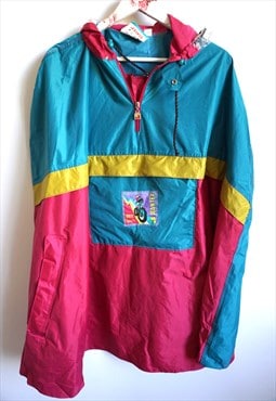 Vintage Poncho Raincoat Sports Jacket Track Top Hood Parka