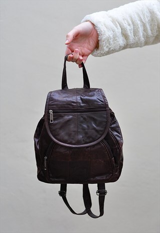 BROWN PATCHWORK LEATHER RUCKSACK