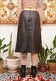 VINTAGE 90S REAL LEATHER GOTH MIDI SKIRT IN BLACK