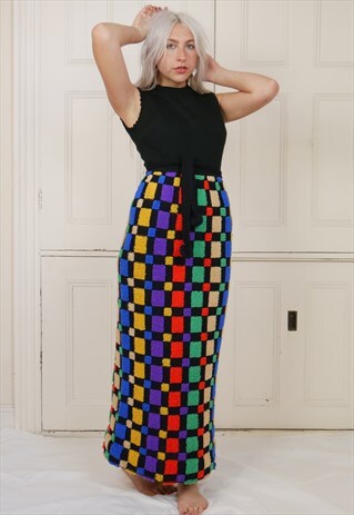KNITTED 70S MULTI COLOUR MAXI DRESS