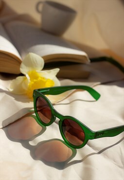 Matte Green Chunky Rounded Sunglasses