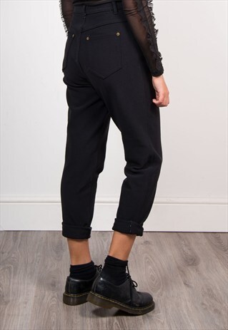 VINTAGE 90'S BLACK CORD STYLE MOM JEANS TROUSERS