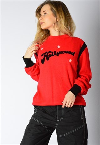 VINTAGE 70S RED HOLLYWOOD LIGHTWEIGHT SWEATSHIRT