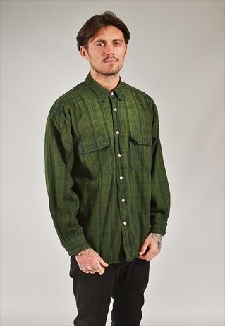 VINTAGE LEVI'S CHECKED SHIRT GREEN
