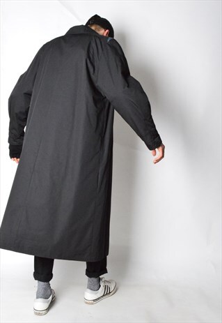 VINTAGE 80S UNISEX BLACK TRENCH COAT