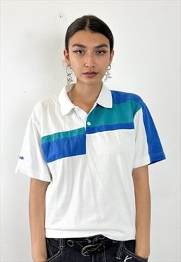 Vintage 90s white and blue polo shirt 