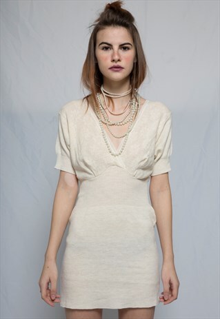 IVORY ANTOINETTE MINI JERSEY DRESS