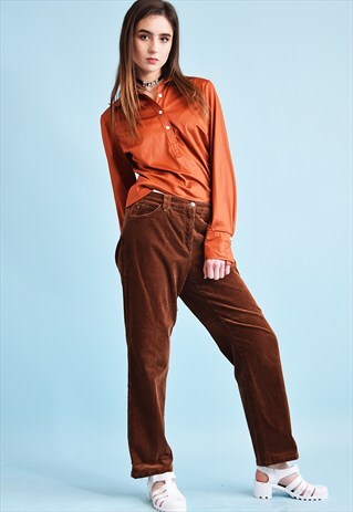 90'S RETRO REGULAR WAIST CORDUROY STRAIGHT TROUSERS