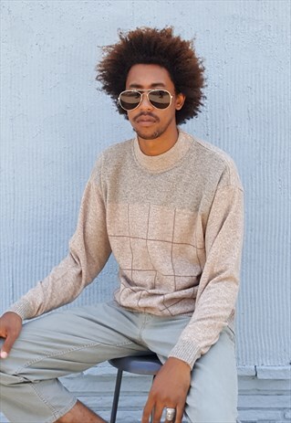 90S MINIMALIST LUXURY LAMBSWOOL MOCK NECK SWEATER LARGE