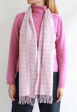 Y2K BABY PINK TARTAN WINTER SCARF