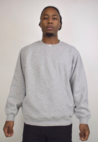 VINTAGE 90S ADIDAS GREY LOGO CREWNECK SWEATSHIRT