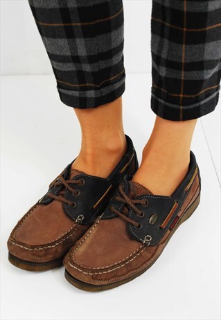 VINTAGE BRICKERS LEATHER MEN'S BOAT DECK SHOES TAN BROWN
