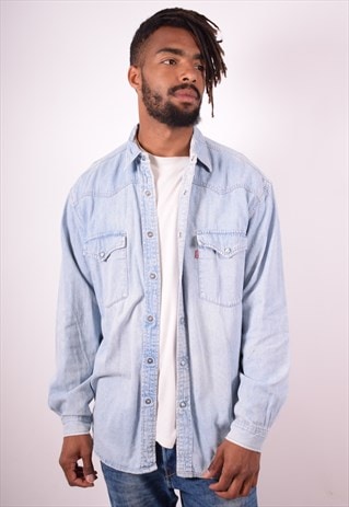LEVI'S MENS VINTAGE DENIM SHIRT LARGE BLUE 90S