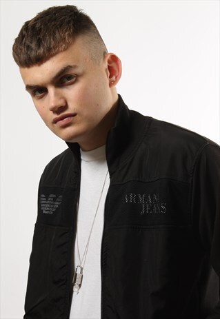 VINTAGE ARMANI JEANS FULL ZIP BLACK TRACKSUIT