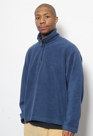 VINTAGE SERGIO TACCHINI 1/4 ZIP LOGO FLEECE BLUE