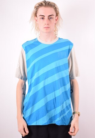 ADIDAS MENS VINTAGE T-SHIRT TOP LARGE BLUE